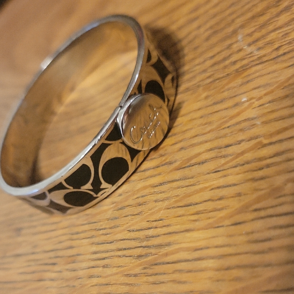 Coach Black and Silver Signature Bangle